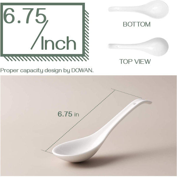 SpicyMedia Asian Soup Spoons, Ceramic Chinese Soup Spoons,White